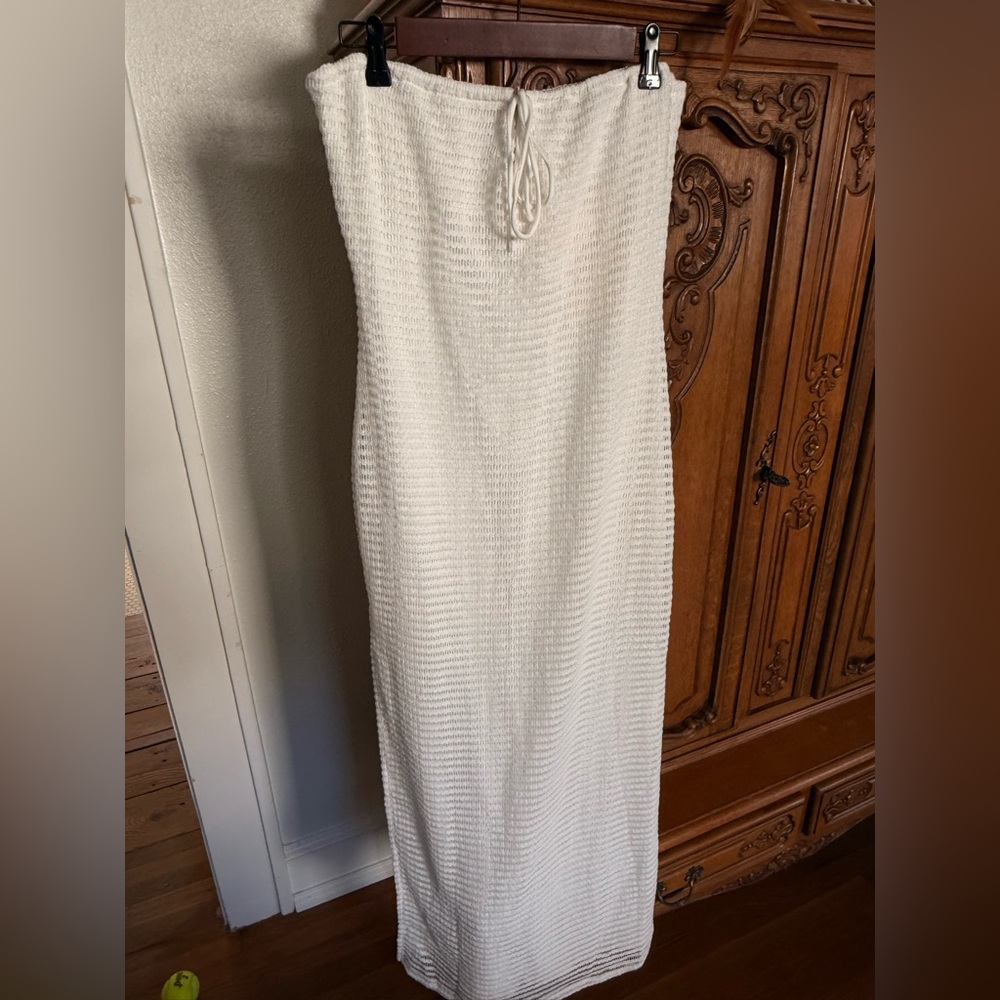 SABO Mesh Strapless White Dress